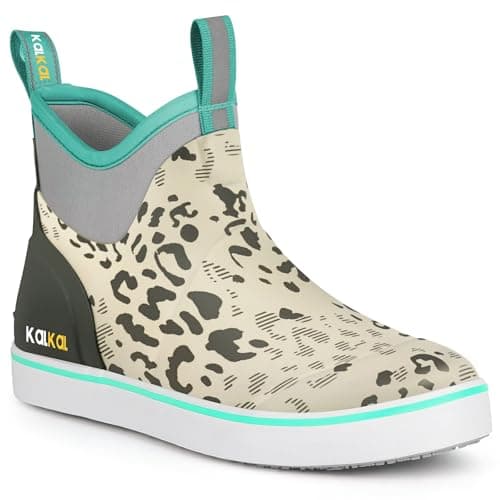 Kalkal Women's Deck Boots, Waterproof Ankle Rain Boots Fishing Boots with High Traction, Women's Rubber Boots For Gardening Fishing Boating Camping - Image 1