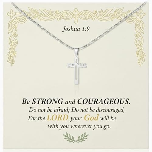 Jekvill cross necklace for women and men Christian Gifts Unique Cross Chain Pendant for Religious Faith Baptism Easter Basket Filler First Communion - Image 1