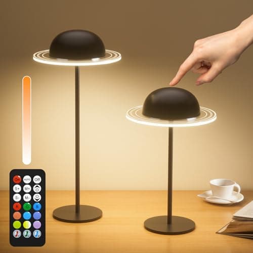 KIBTOY Cordless Table Lamps, Rechargeable Battery Operated Lamps, Touch & Remote Control, 3 CCT & RGB Colors Dimmable,Portable Small Lamp for Bedsides,Kids,Dining Room,Living Room 2Pack - Image 1