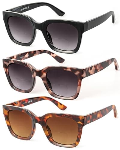 JOLISU Bifocal Sunglasses Reader - 3 Pack Lightweight Oversized Classic Style for Women Reading With UV 400 Protection Readers Built-in(3.25) - Image 1
