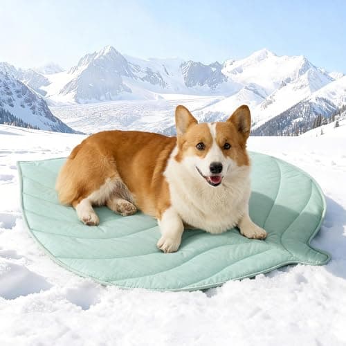 COZY KISS Dog Cooling Mat, Q-Max > 0.4 Leaf Shaped Pet Pad, Liquid Pee Proof Summer Mat for Cats, Washable Sleep Blanket for Bed Couch Floor Indoor, 39x34 inch, Green - Image 1