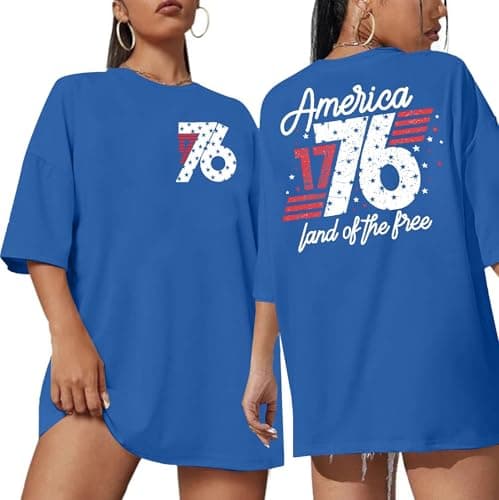 1776 Shirts for Women USA Shirt American Flag T-Shirt 4th of July Patriotic Tee Shirts Red White and Blue Tops - Image 1