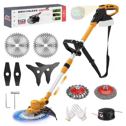 Weed Wacker Cordless for Dewalt 20V Battery, Weed Eater Battery Powered with 6 Types of Blades, Brushless Electric Weed Wacker, Brush Cutter for Lawn, Yard and Bush Trimming (No Battery) - Image 1