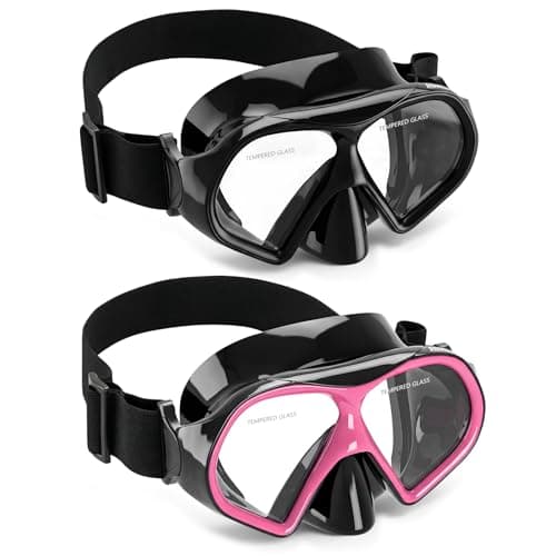 Aegend Swim Goggles with Nose Cover, 180° Panoramic Anti-Fog Tempered Glass, No-Leak Diving Mask for Adults Men Women 2 Pack - Image 1