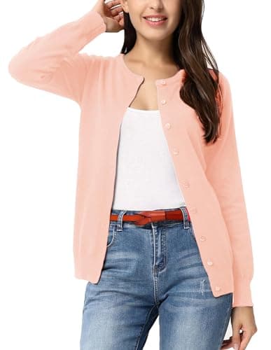 GRACE KARIN Womens Pink Cardigan Lightweight Button Down Sweater Tops Spring Cardigans for Women 2026 Spring Clothes 3XL - Image 1