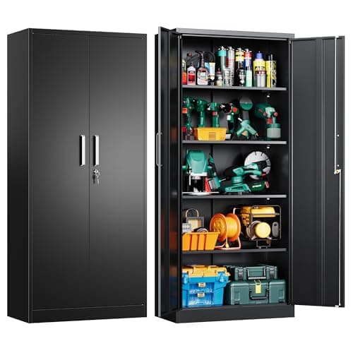 Tivostaral Metal Garage Storage Cabinet with Doors and Adjustable Shelves, 71" Tall Locker Organizer Steel Garage Cabinets, Lockable File Cabinet for Home, Office, Warehouse, Tools - Image 1
