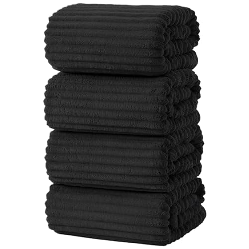 NALIVO 4 Pack Microfiber Bath Towels, 30x60 Inches Oversized Bath Sheets for Adults, Super Absorbent & Quick Dry Shower Towels, Lint Free Lightweight Body Towels for Bathroom, Gym & Travel (Black) - Image 1