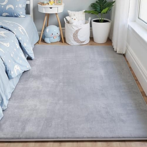 Thick Baby Play Mat for Floor,Padded Foam 59x39 Tummy Time Mat,Ultra Soft Support&Plush Feel Bedside Rugs,Non Slip for Toddler,Infants,Kids Play,Yoga,Baby Crawling (Light Grey)