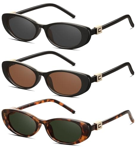 YMRFW Retro Oval Cat Eye Sunglasses for Women Trendy Narrow Small Oval Sun Glasses 90s Vintage Shades - Image 1