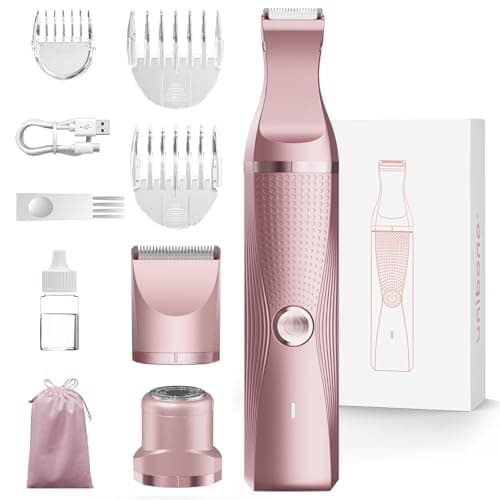Unibono Pubic Hair Trimmer Women - Waterproof Bikini Trimmer, Rechargeable 3-in-1 Electric Razor, Personal Trimmer Groomer for Body Hair, Cordless Lady Shaver for Legs, Underarms, Face (Rose Gold) - Image 1