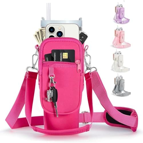 linmaya Water Bottle Carrier Bag for Stanley Cup 40/30oz with Phone Holder Pockets,Neoprene Water Bottle Cross-body Bag with Adjustable Shoulder & Hand Strap Stanley Cup Accessories - Image 1