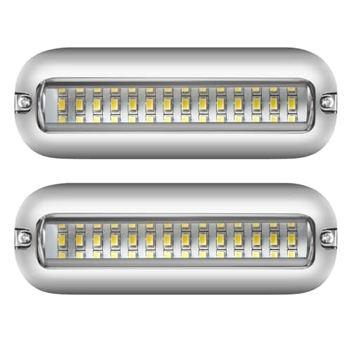 Marine LED Boat Lights, 5.12Inch 2000LM 42LED Waterproof Transom Light, Surface Mount Designed for Yachts, Sailboat, Pontoon, Transom, Boat Deck Light Stern Lights (White 2PCS, 10-30V, IP68) - Image 1