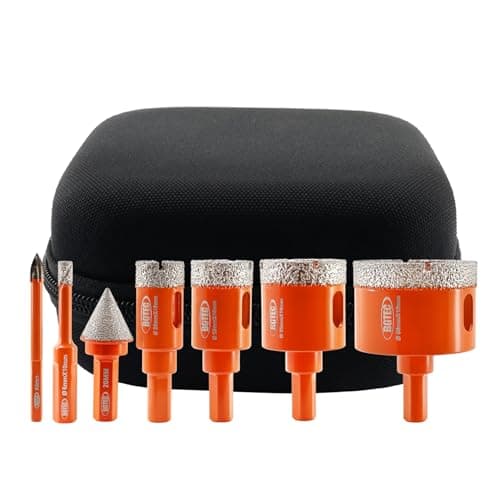 Diamond Core Drill Bit Kit BGTEC Hole Saw Tile Cutter for Porcelain Tile Ceramic Marble Brick, 8pcs Triangle Shank 6/6/20/25/35/50mm+20mm Diamond Chamfer Finger Bit+6mm Carbide Tip Drill Bits - Image 1
