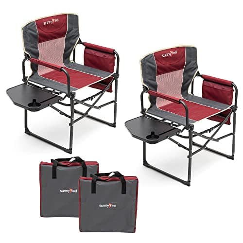 SUNNYFEEL Camping Directors Chair, Heavy Duty,Oversized Portable Folding Chair with Side Table, Pocket for Beach, Fishing,Trip,Picnic,Lawn,Concert Outdoor Foldable Camp Chairs - Image 1