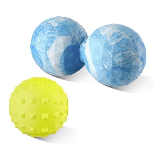 Peanut & Spiky Massage Ball Set, Double Lacrosse Peanut Roller + Firm Spiky Ball for Deep Tissue Myofascial Release, Trigger Point Therapy, Plantar Fasciitis & Muscle Recovery (Blue Mix White+Yellow) - Image 1
