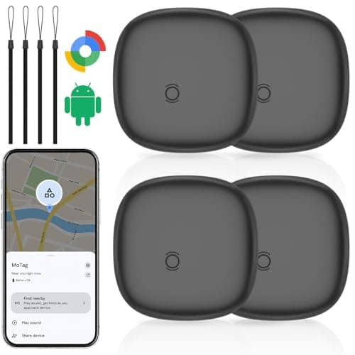 Air Tracker Tags-4 Pack for Android, Android Tracker Tag Compatible with Google's Find Hub App, Luggage Tracker for Suitcase, Smart Tags for Keys, Wallets, Bag, Waterproof Bluetooth Keyfinder - Image 1