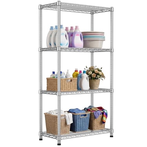 4-Shelf Heavy Duty Metal Wire Shelving Unit Adjustable Industrial Storage Rack Commercial Display Shelves 2200 LBS Sturdy Standing Shelf Garage Shelving for Home Warehouse 13.8"D x 30"W x 59.06"H - Image 1