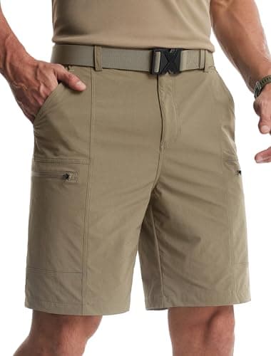 Libin Men's Hiking Shorts 9 Inch Quick Dry Lightweight Travel Outdoor Hybrid Shorts with 5 Pockets, Stone Khaki, 30W/9L - Image 1