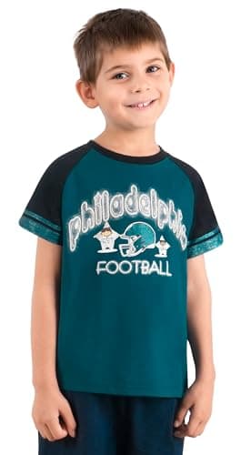 Simapak Unisex Kids Toddler Football Fans Athletic City Raglan T-Shirts - Midnight Green & Black (Size:4T) - Image 1