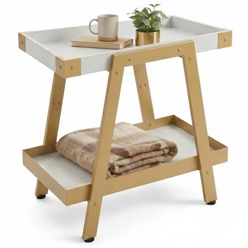 IPARTS EXPERT Farmhouse Side Table | 2-Tier Industrial A-Frame Bedroom Nightstand, Heavy Duty Load to 150 LBS Idea for Living Room, Bedroom, Entryways, Home Offices - Easy Assembly - Image 1