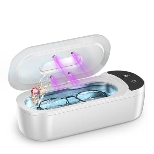 KUNPHY Ultrasonic Jewelry Cleaner, 48KHz Jewelry Cleaner Machine with Digital Timer, Dual Cleaning Modes, 304 Stainless Steel Tank for Rings, Eyeglasses, Retainers, Dentures, White - Image 1