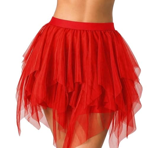 Avidlove Women's Puffy Tutu Mini Skirt with Lining Elastic Waist â Y2k Skirt for Going Out Rave Beach Summer Red XX-Large - Image 1