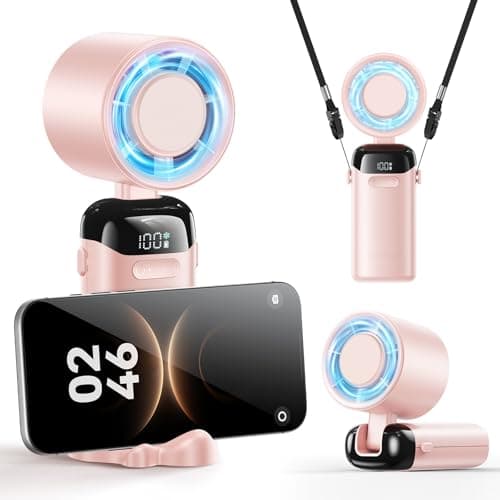 KIMMOO Mini Portable Handheld Turbo Fan, Small but Mighty, 12 Hours Long-Lasting, 199-Speed Rechargeable battery Hand Held Fans, Personal Cooling Fan for Outdoor Travel, Gifts for Women & Men (Pink) - Image 1
