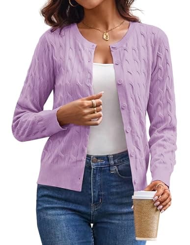 GRACE KARIN Purple Cardigan Sweaters for Women Lightweight, Cardigans for Women Trendy, 2026 Spring Sweater Tops XXL - Image 1