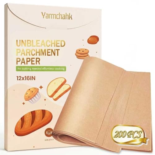Yarmchahk 200pcs Unbleached Parchment Paper Sheets, 12x16In Precut Cooking Paper Liners for Baking Sheets, Air Fryer, Microwave, Grilling, Oven, Non-Stick,Non-Toxic, Oil Proof, Food Grade - Image 1