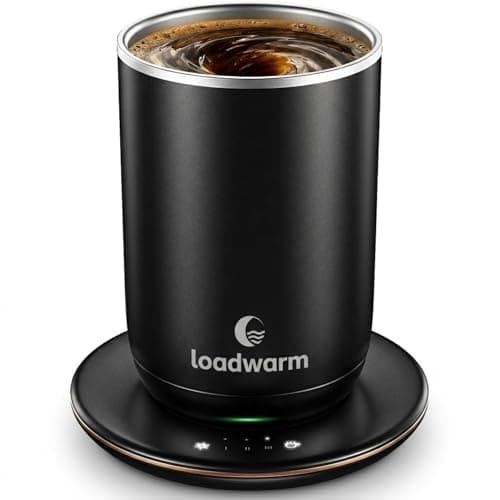 Self Heated Stirring Coffee Mug, 10oz Auto Mixing Cup with Warmer, Black