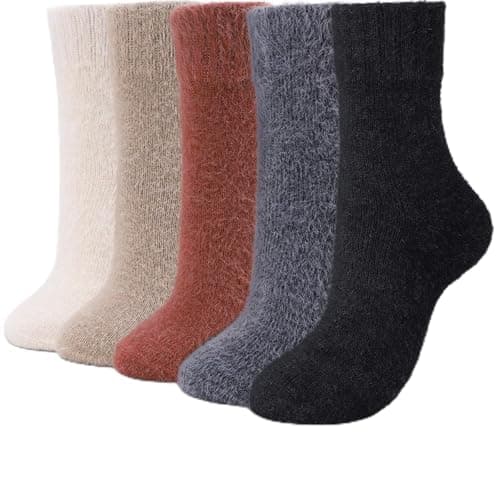 SISOSOCK 5 Pairs Fuzzy Soft Cozy Comfortable Socks for Women, Casual Sleep Comfy Socks, Perfect Warm Winter Gifts for Women - Image 1