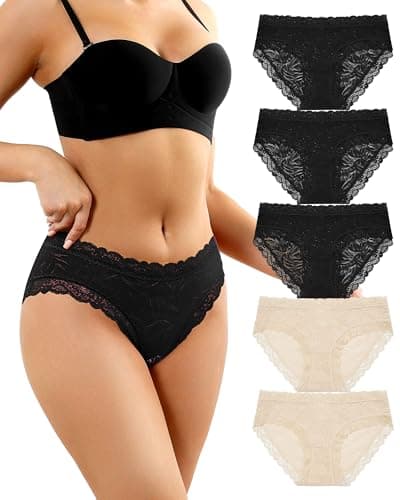 Oegho Women Lace Underwear Cheeky Bikini Panties for Ladies Sexy Briefs Soft Stretch Mulipack S-XXL - Image 1
