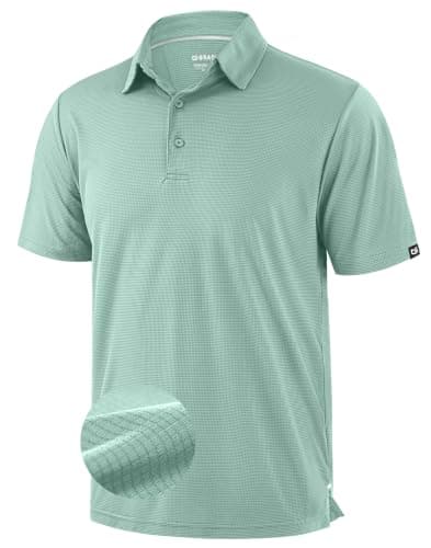 G Gradual Men's Golf Shirts Grid Short Sleeve Dry Fit Moisture Wicking Performance Lightweight Athletic Summer Collared Polo Shirts for Men(Light Pea Green,XX-Large) - Image 1