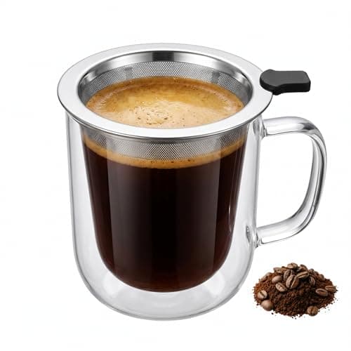 NANSPATH Single Serve Immersion Coffee Maker, Borosilicate Glass Pour Over Coffee Cup with Reusable Stainless Steel Filter, Pour Over Coffee Makers, for Home Office Travel (320, Milliliters) - Image 1