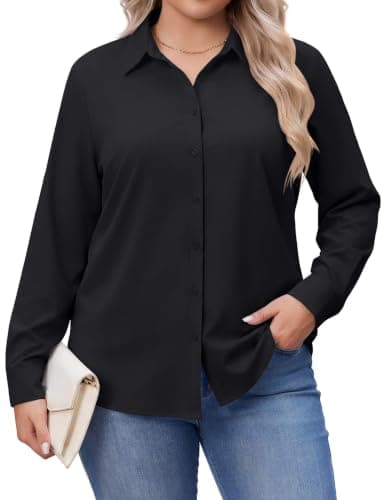 IN'VOLAND Plus Size Wrinkle Free Button Down Shirts for Women Work Tops - Image 1