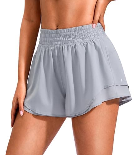 Soothfeel Running Shorts for Women High Waisted 2.5" Flowy Women's Athletic Workout Shorts with Liner Quick Dry Tennis Shorts Light Grey X-Small - Image 1
