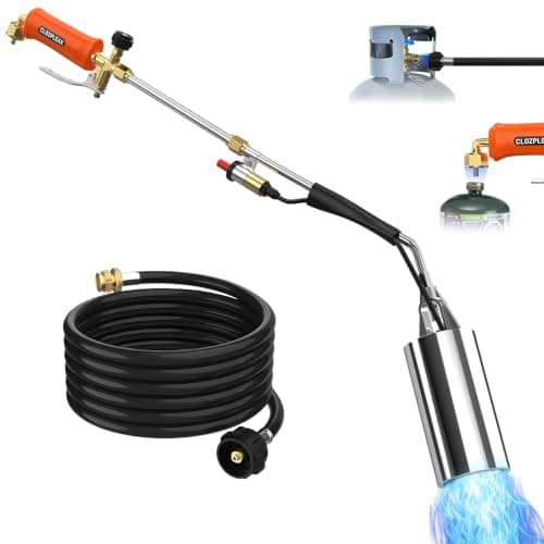 Propane Torch Weed Burner Heavy Duty, 340,000 BTU Propane Weed Burner with 12FT Hose, Weed Burner Torch with Self Igniting Turbo Trigger, 2 Extension Modes for Weeding, Roofing, Ice Melting, BBQ - Image 1