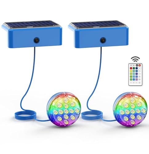 Skairipa Solar Pool Lights, Solar Powered Submersible LED Lights with Remote IP68 Waterproof Swimming Pool Lights 16 Colors Underwater Pool Lights for Above Ground Inground Pool, Pond (Blue, 2 Pack) - Image 1