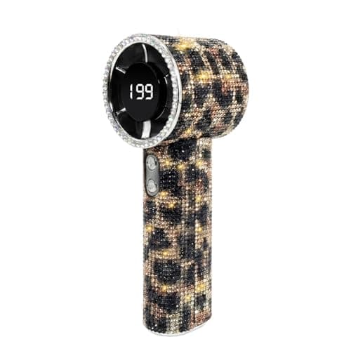 Portable Handheld Turbo Fan - Fashion Full Diamond 1800mAh USB Rechargeable Personal Battery Operated Mini Small Pocket Mini Fan for Travel/Outdoor/Vacation/Beach/Outdoor Activities (Leopard)