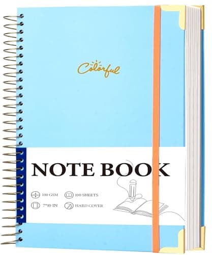 Yoment B5 Spiral Notebook with Folder Pockets - 200 Pages Hardcover College Ruled Journal, Thick 100gsm Paper for Note Taking, Work & Office, Lined Notebook for Women & Men, Blue - Image 1