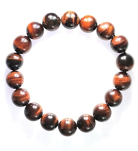 FUDIDU Red Tiger Eye Bracelet for Men&Women | Approximately 7-1/2 Inch Adjustable 1/2 Inch Bead Crystal Bracelets for Courage, Protection Wealth | Couple Bracelets, Unique Gifts Men's Jewelry 12mm - Image 1