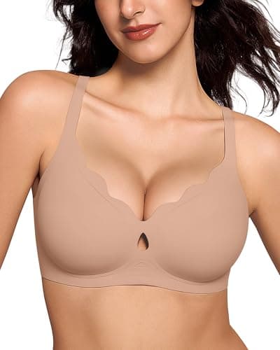 ProKloud Bras for Women No Underwire Wireless Full Coverage Jelly Bras Wave-Caramel X-Large