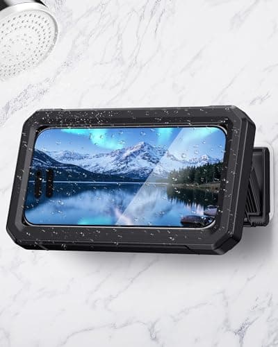 UPRONE Waterproof Phone Holder for Shower- 480° Rotatable Retractable Adjustable Anti Fog iPhone Case for Shower,Bathroom Accessories Wall Mount Phone Holder for 4-7" Cellphones - Image 1