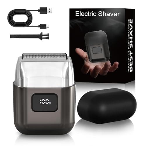 YOXSPD Electric Foil Shaver for Men - Mini Electric Razor for Face, 3 Floating Blades, LED Display, Dual Speed - IPX7 Waterproof, USB-C Fast Charging, 60-Min Runtime, Travel Lock(Taupe Grey) - Image 1