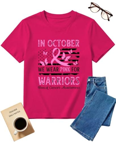 Breast Cancer Awareness Shirt Butterfly Breast Cancer Shirt Breast Cancer Tee in October We Wear Pink Short-Sleeve - Image 1