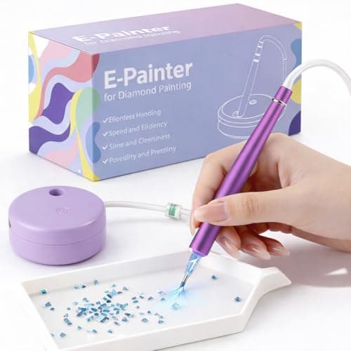 Electric Diamond Painting Pen Vacuum Drill Tool Kit, Diamond Art Pens No Wax Needed with Accessories, Storage Case, Dot Painter Vacuum Pen for Diamond Painting Art Electric Pen for Adults (Purple) - Image 1
