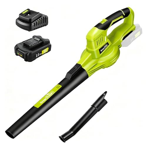 SnapFresh 20V Leaf Blower, Leaf Blower Cordless with 2.0Ah Battery & Fast Charger, 2.7lbs Lightweight Electric Leaf Blower, 2 Speed Modes for Lawn, Patio, Yard & Sidewalk Care - Image 1