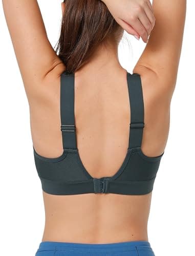 Yvette Supportive Adjustable Sports Bras for Women High Impact Support, Sewn-in Molded Cup Running Bra Large Bust No Bounce, Wireless Comfortable Workout HIIT with Hook & Eye Closure,Haze Blue, 4XL+ - Image 1