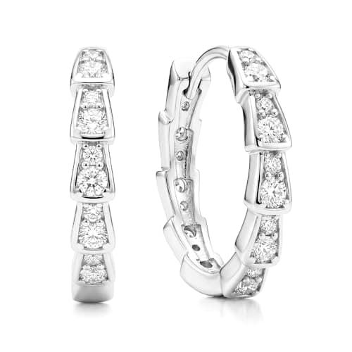 TOPROO 925 Sterling Silver Snake Hoop Earrings, 14K Gold Plated Dainty Minimalist Earrings, 25mm Large Hoop Earrings with Cubic Zirconia, Hypoallergenic Birthday Gift for Her (WHITE GOLD) - Image 1
