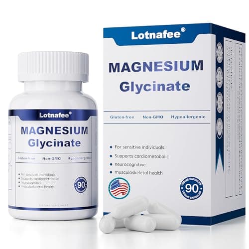 Lotnafee Magnesium Glycinate Capsules – Maximum Absorption Magnesium Supplement for Stress Relief, Deep Sleep, Muscle & Nerve Support, Heart Health & Calm Mood – Gentle, Non-GMO, 90 Capsules - Image 1
